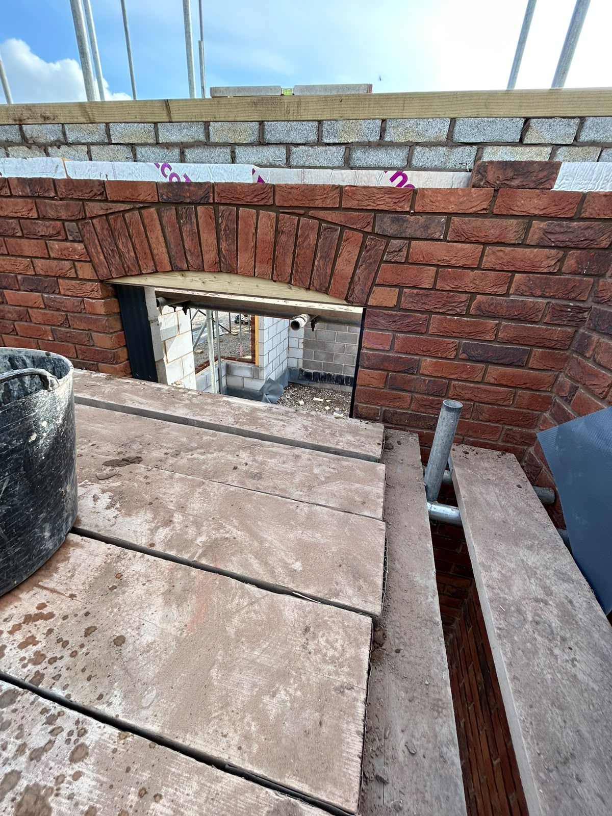 Extension brickwork in progress by First Course Brickwork